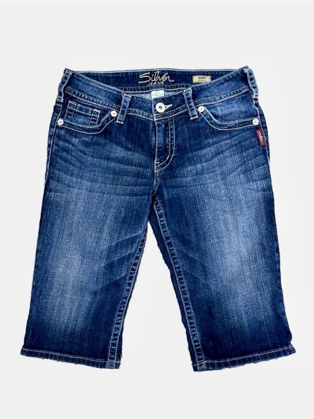 Silver Jeans Dark Blue Denim Shorts with Contrast Stitching size 27